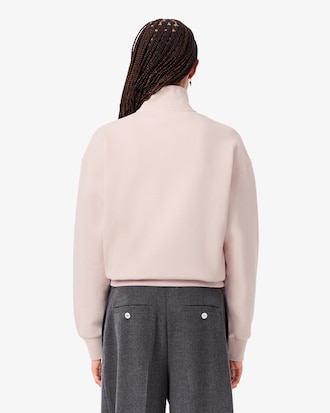 High Neck Zipped Piqué Sweatshirt