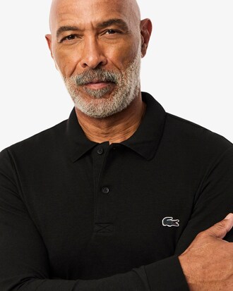 Regular Fit Long Sleeved Cotton Blend Polo Shirt