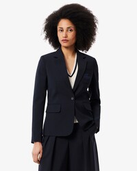 Embroidered Logo Slim Fit Wool Blazer
