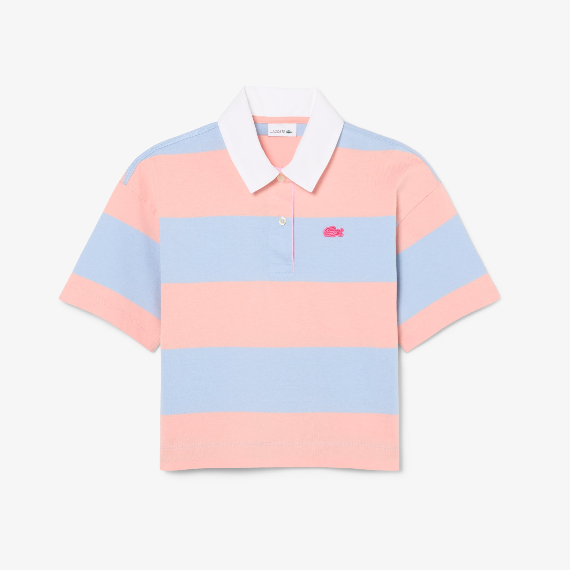 LACOSTE ポロシャツ US 5 Oversized Striped Cotton Rugby Polo Shirt - Teen Girls' Polo