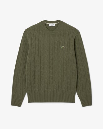 Cable Knit Wool Crew Neck Sweater