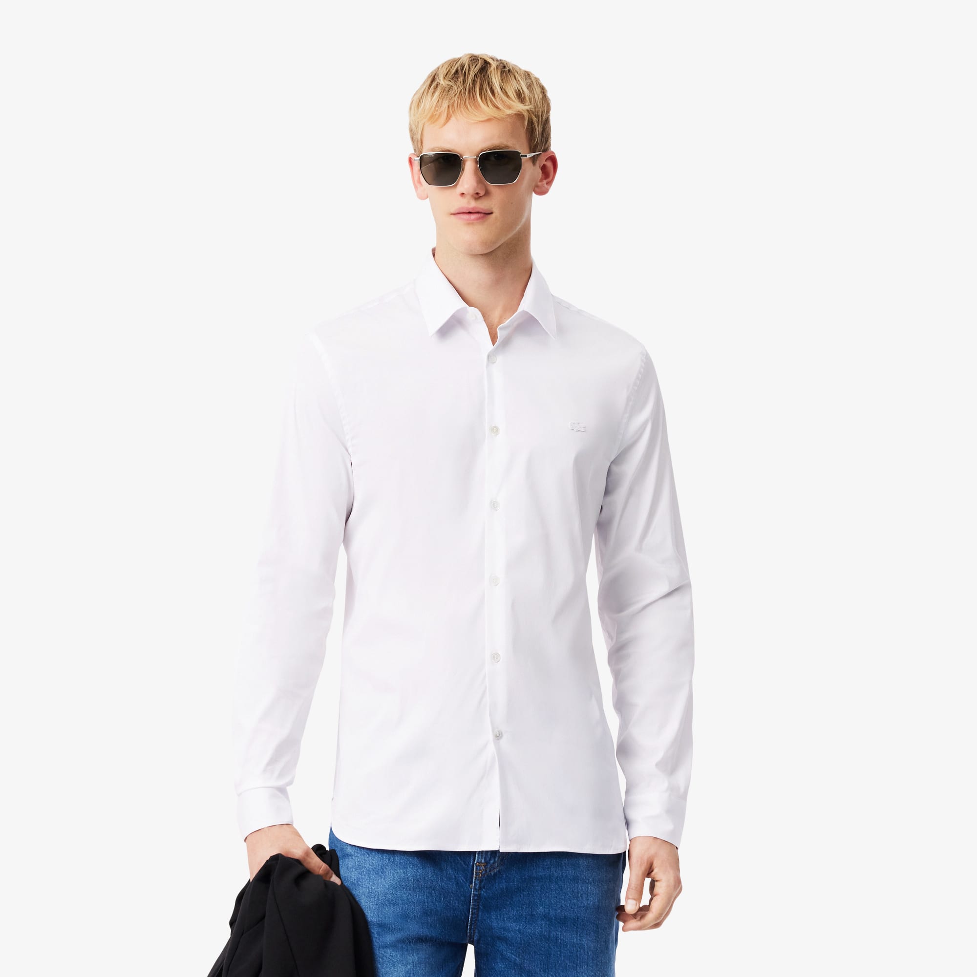 Slim Fit Stretch Poplin Shirt - Men's Long Sleeves Shirts - New In