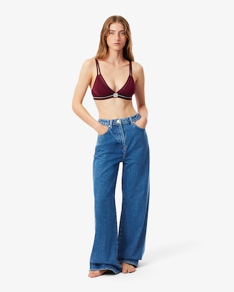 Velour Stripe Mesh Triangle Bralette