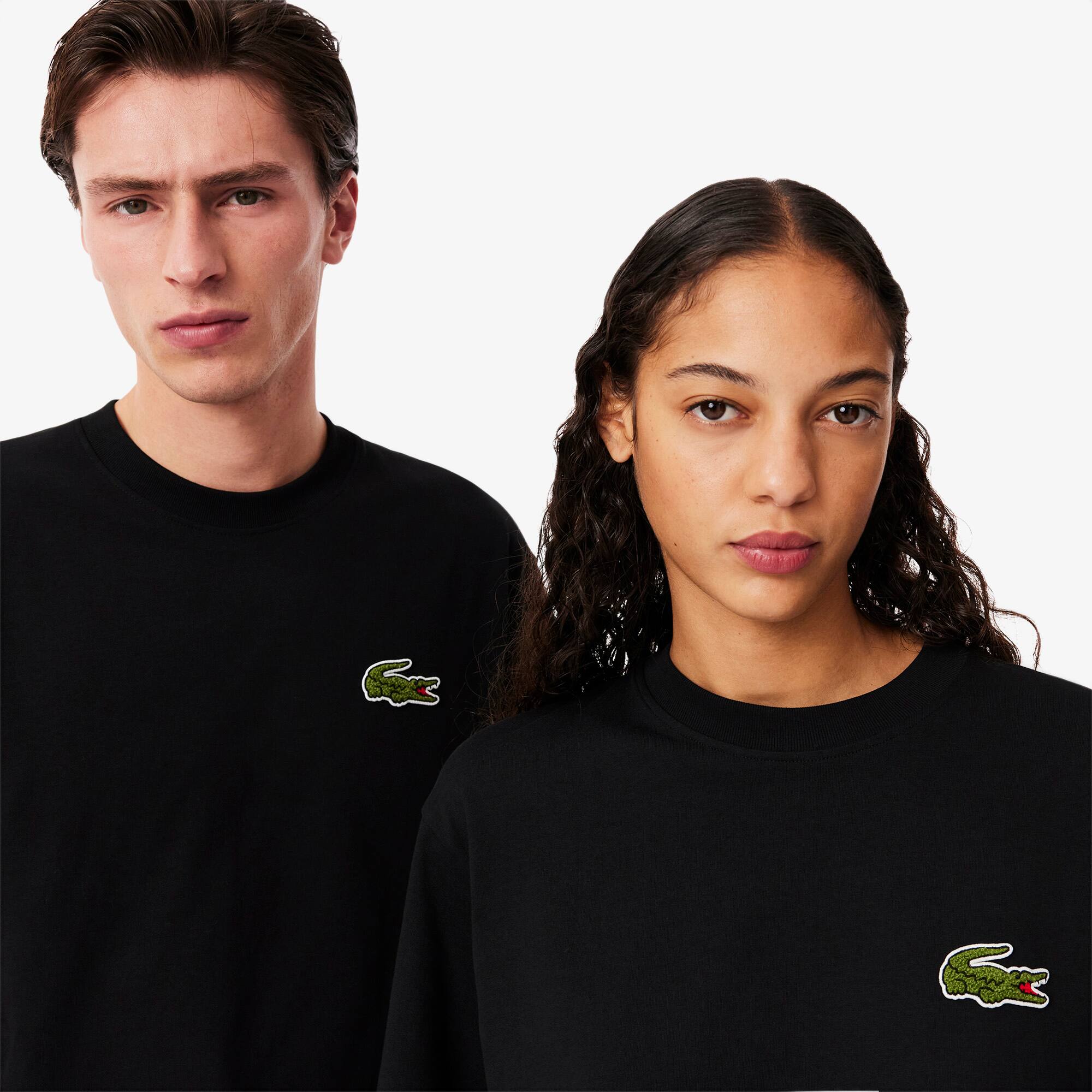 Tシャツ・カットソー LACOSTE Men T Shirts TH2745 31 Black Loose Fit Heavy Cotton Badge T-shirt - Men's t-shirts - New