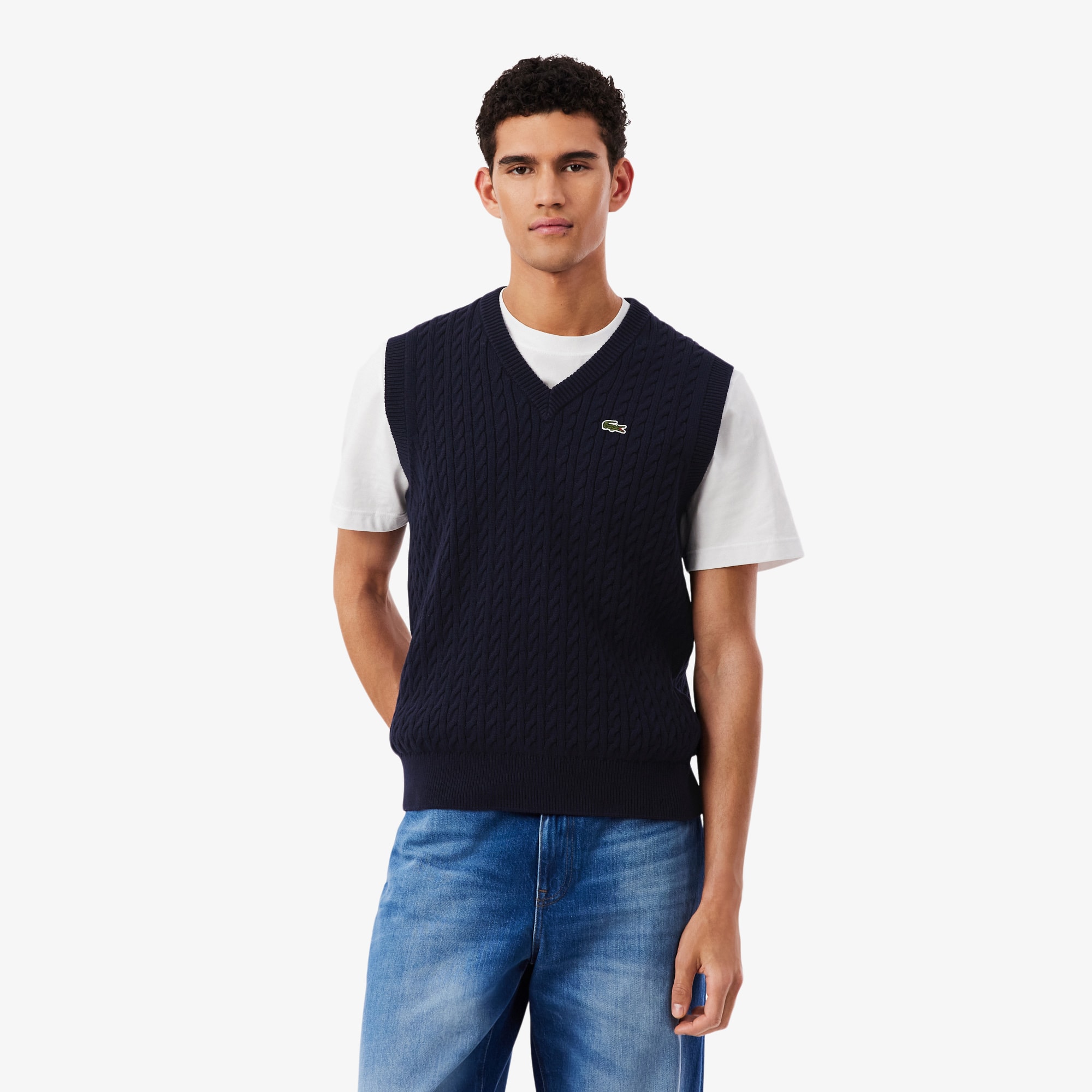 Cable Knit Cotton Sweater Vest - Men's Knitwear - New In 2026