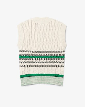 Lacy Striped Piqu&eacute; Sweater Vest