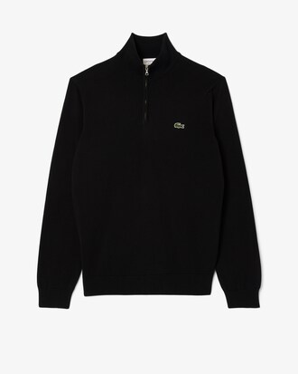 Zipped High Neck Cotton Sweater