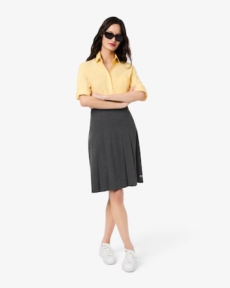 Pleated Flannel Midi Skirt
