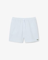 Mid Length Striped Textured Swim Trunks