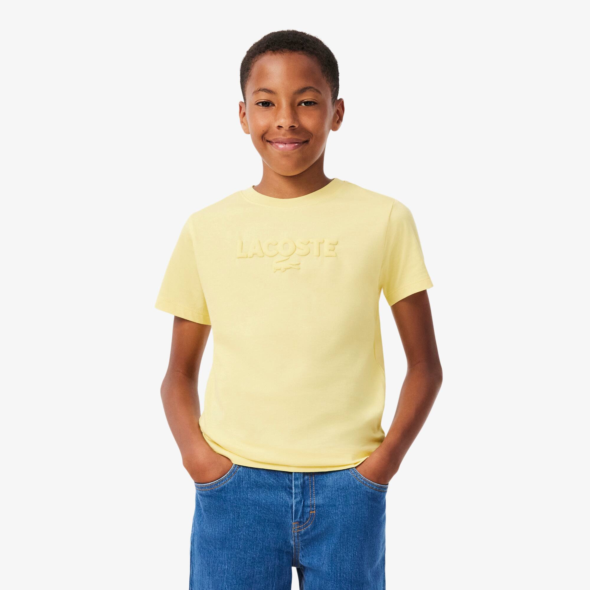 LACOSTE 半袖Tシャツ イエロー Textured Lacoste Cotton T-shirt - Boys' T-Shirts & Shirts (8-16