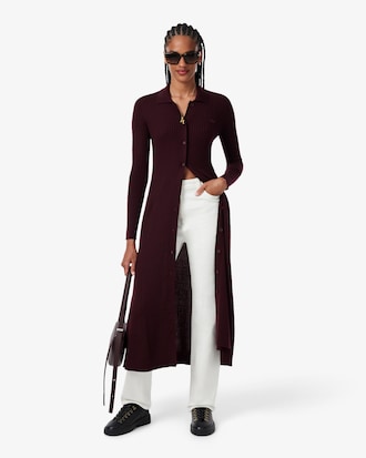 3D Knit Merino Wool Polo Collar Dress