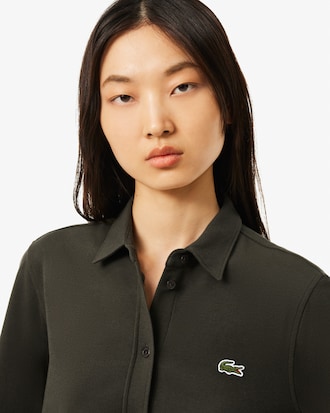 Belted Piqué Shirt Dress