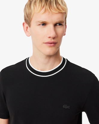 Stretch Piqu&eacute; Stripe Collar T-shirt