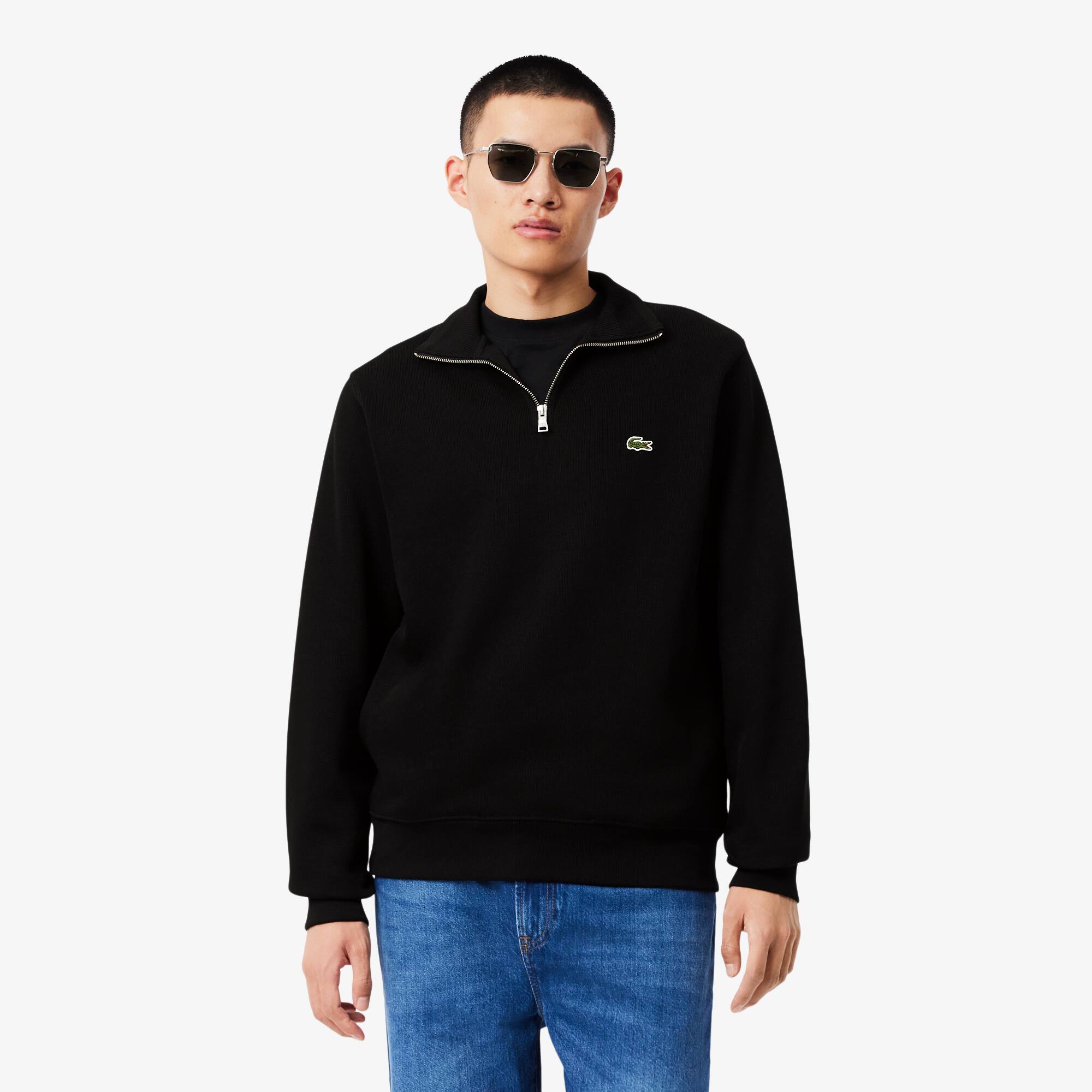 Zip-Up High Neck Interlock Sweatshirt - Men's Sweatshirts - New In