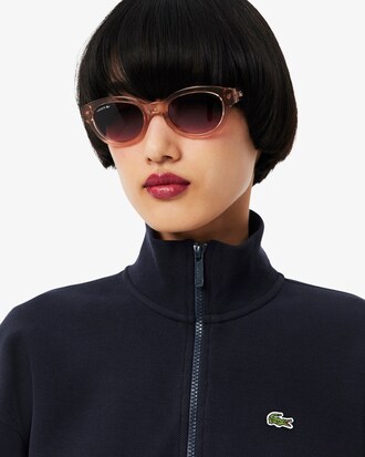 High Neck Zipped Piqu&eacute; Sweatshirt