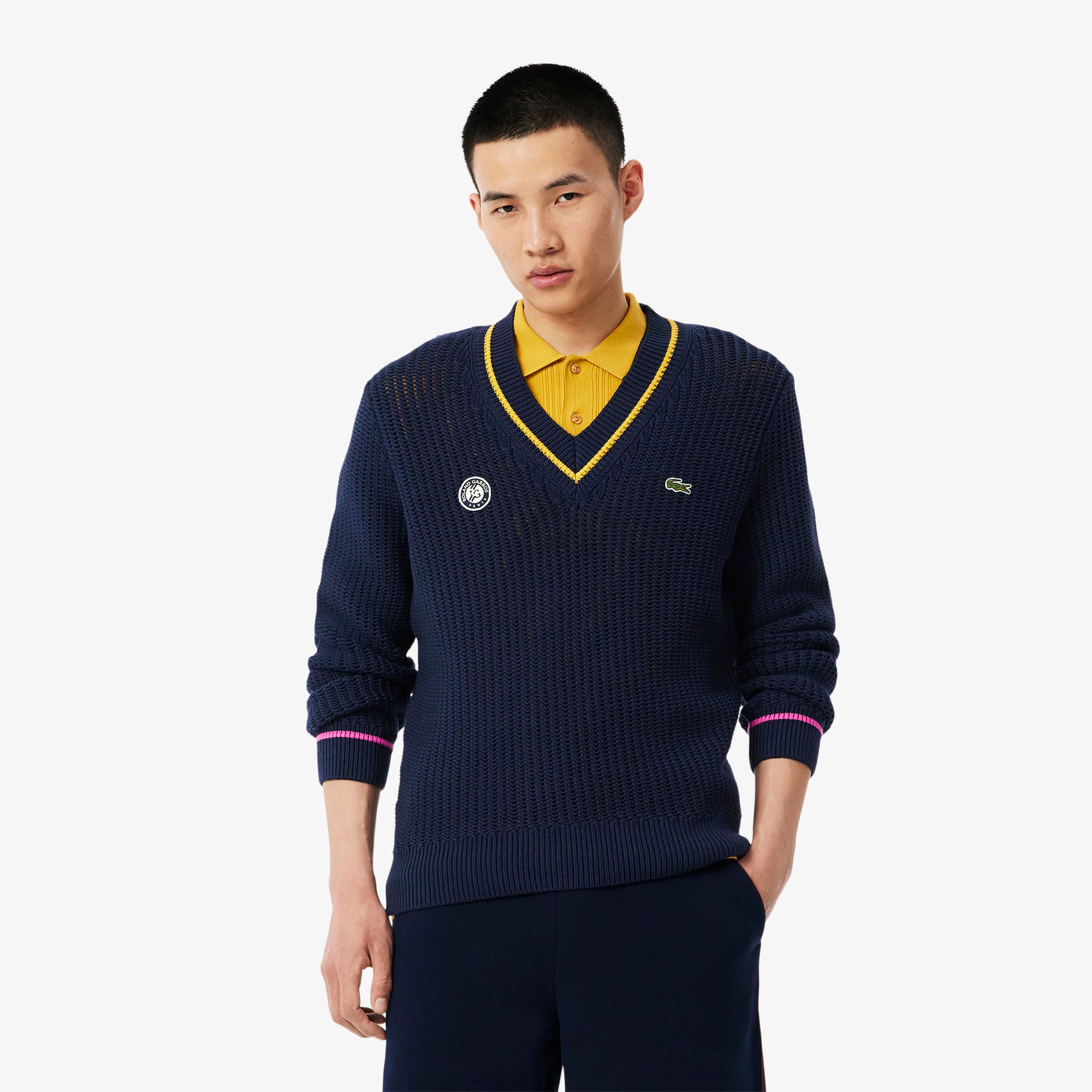 LACOSTE - lacoste roland garros ニット Roland-Garros Edition V-Neck Sweater - Men's Knitwear - New