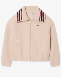Oversized Striped Ribbed Collar Sherpa Jacket