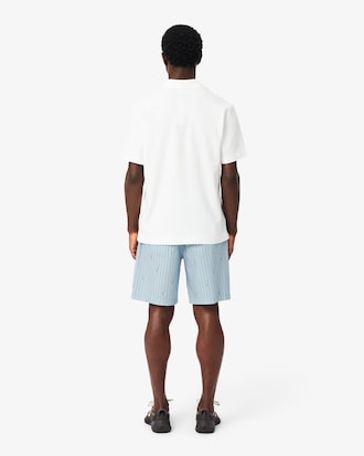 Crocodile Print Stripe Cotton Shorts