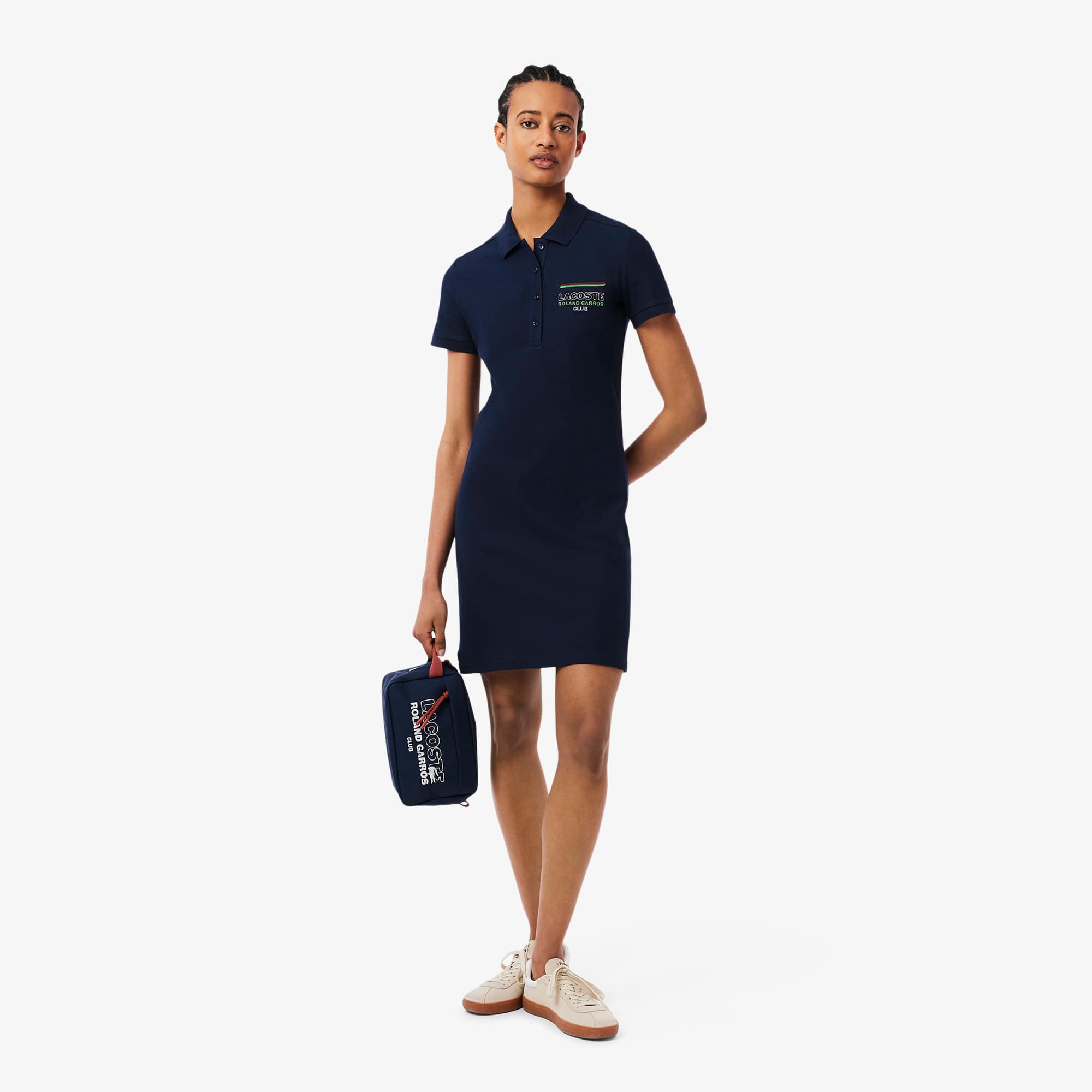 ★LACOSTE★ Women's Classic Short Sleeve Polo Dress Navy EF7 Roland-Garros Edition Lightweight Polo Dress - Women's