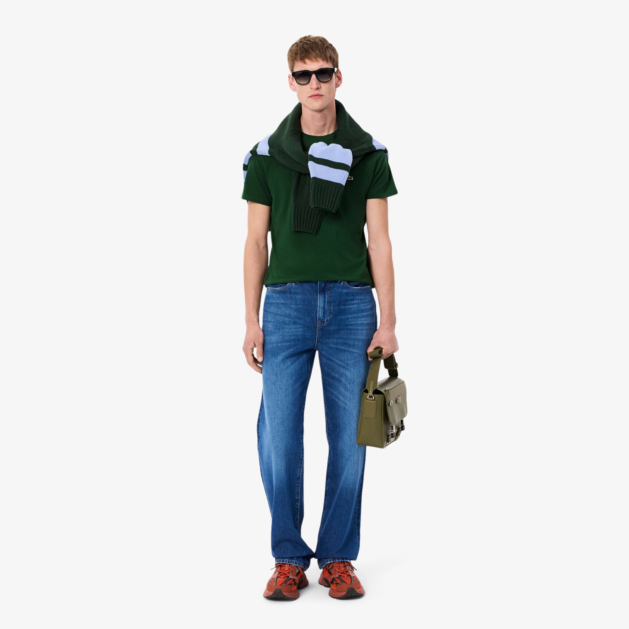Tシャツ・カットソー LACOSTE Men T-shirt Green TH6709 132 Lacoste TH6709 Pima Cotton T-Shirt 132 Green – Vault Menswear