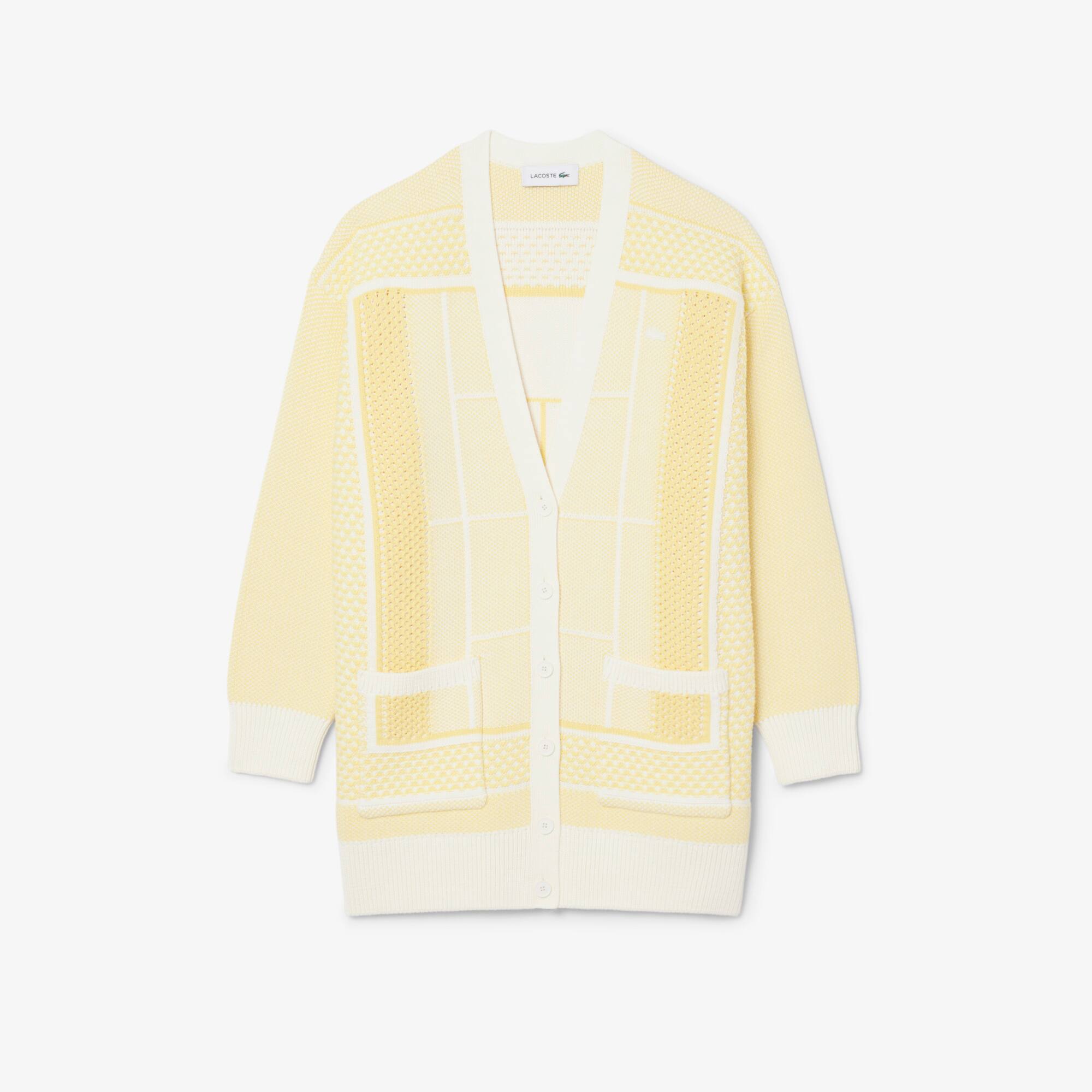 Tennis Court Jacquard Long Cardigan - Women's Knitwear - New In