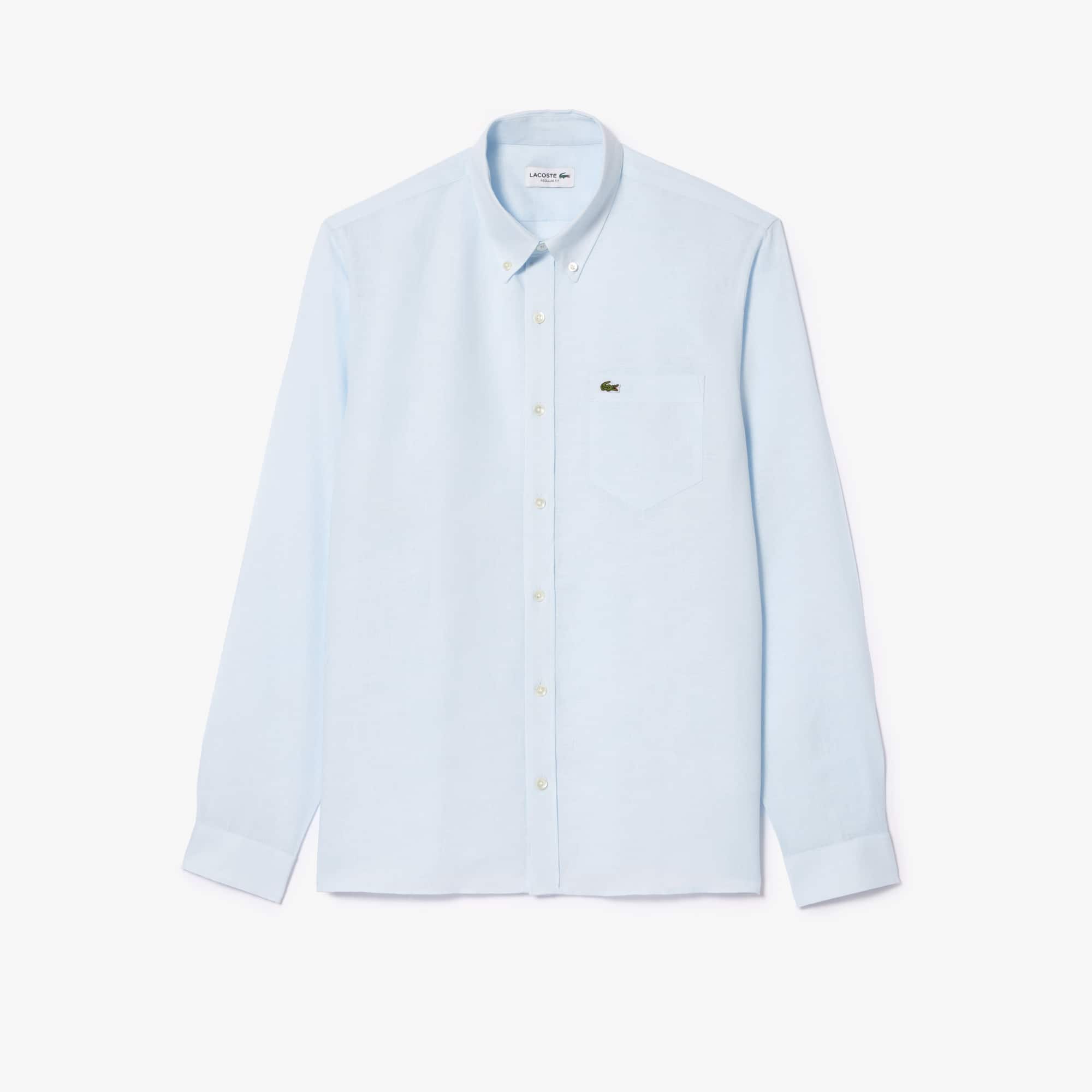 Tシャツ・カットソー LACOSTE SS25 CAMICIA CON LOGO (CH5692 001) Regular Fit Linen Shirt - Men's Long Sleeves Shirts - New In