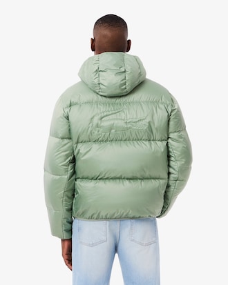 Short Water-Repellent Hooded Puffed Jacket