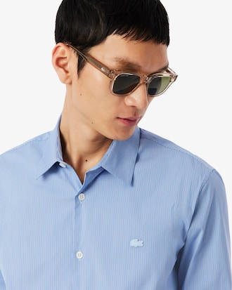 Slim Fit Striped Stretch Poplin Shirt