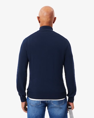 Zipped High Neck Cotton Sweater