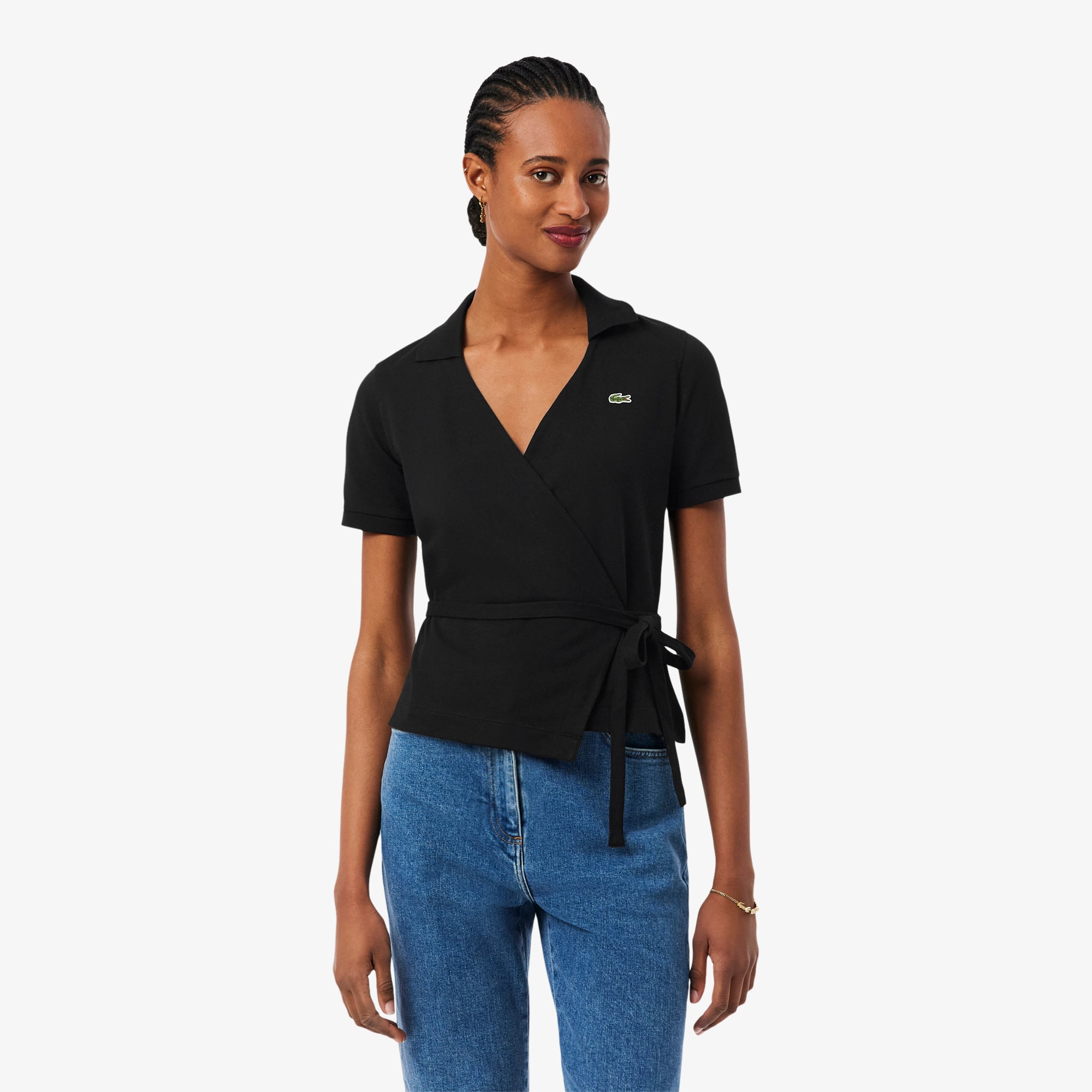 Stretch Mini Piqué Wrap Polo Shirt - Women's Short Sleeves Polo
