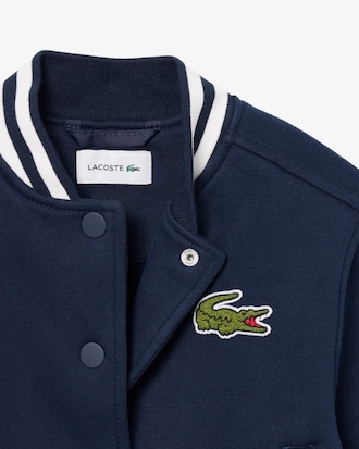 Unisex Embroidered Badge Fleece Bomber Jacket