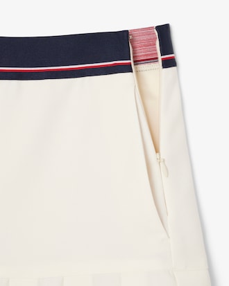 Short Pleated Wool Blend Skirt