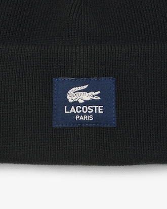 Ribbed Cotton Badge Beanie