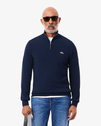 Zipped High Neck Cotton Sweater
