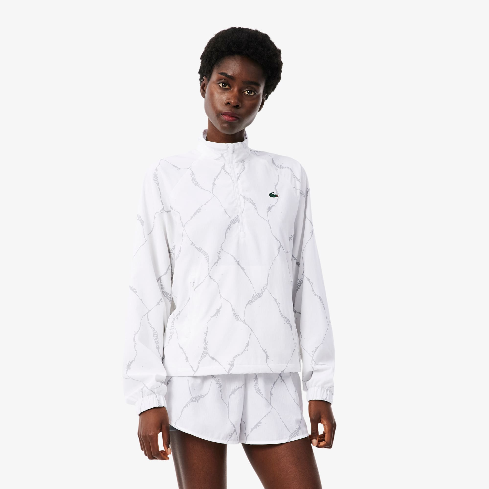 Reflective Crocodile Print Tennis Jacket - Women's Jackets & Coats
