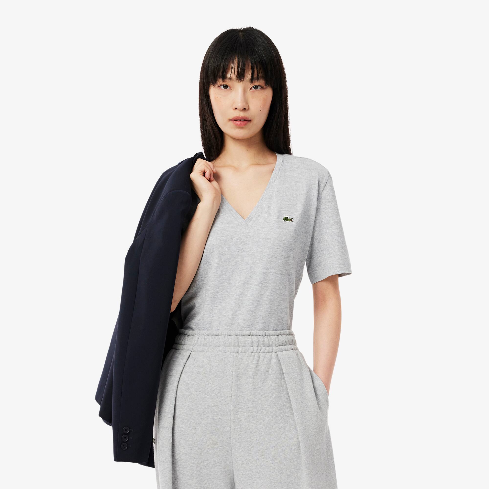 Relaxed Fit Soft Cotton V Neck T-shirt - Women's T-Shirts