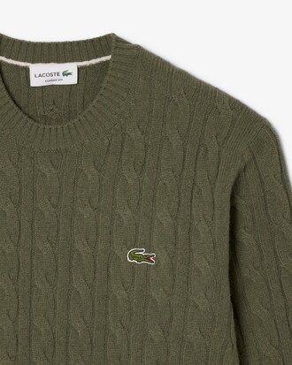 Cable Knit Wool Crew Neck Sweater