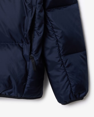 Short Water-Repellent Hooded Puffed Jacket