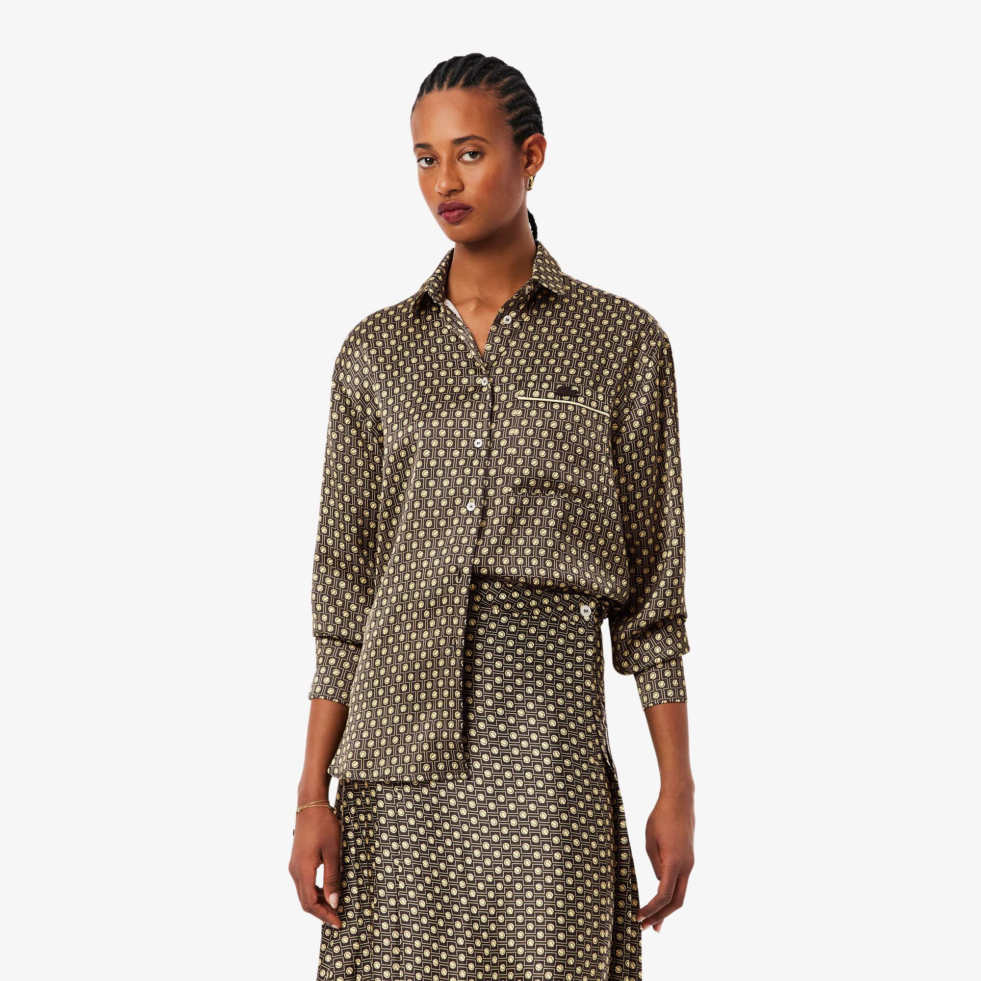 Oversized Printed Satin Shirt - Women's Shirts & Tops - New In