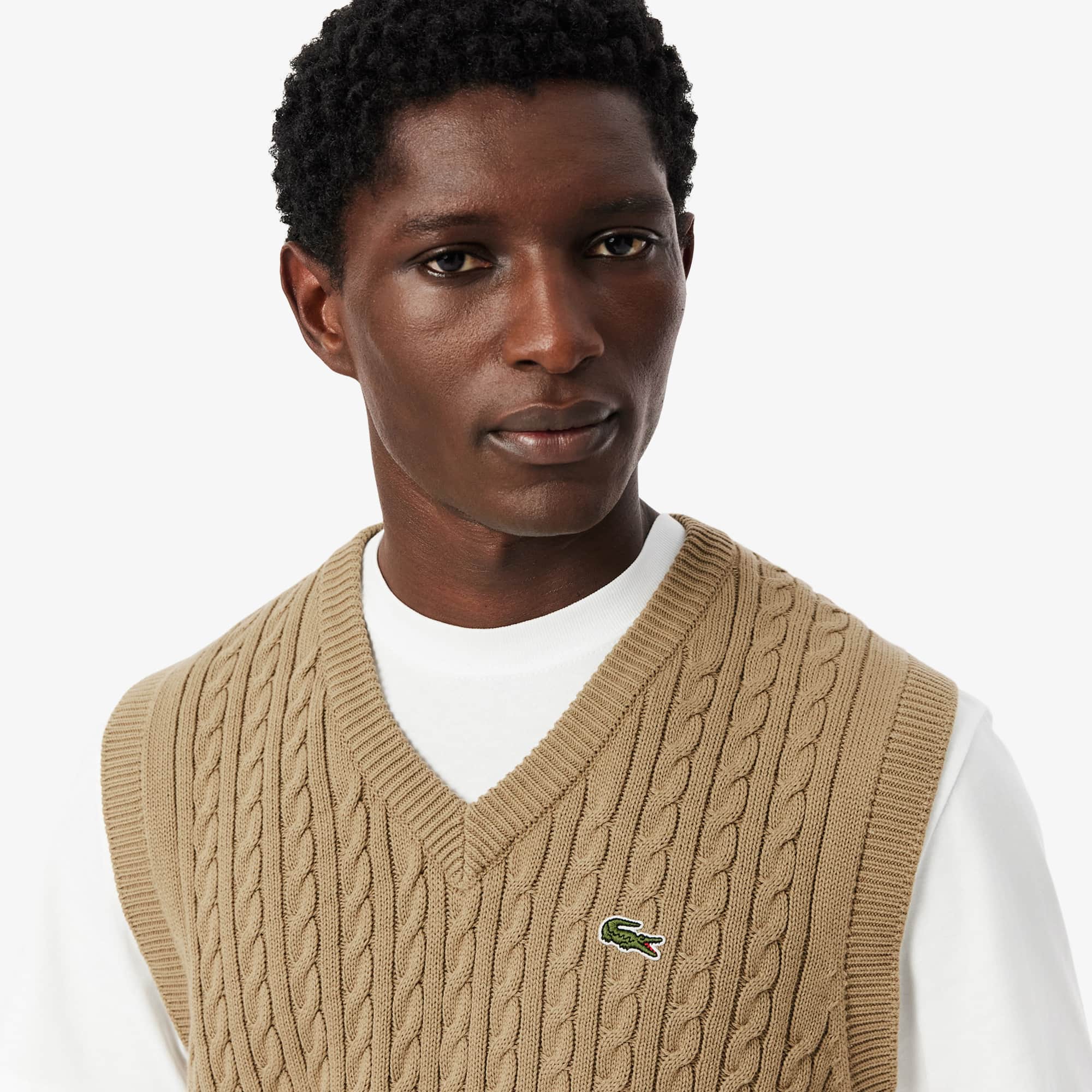 Cable Knit Cotton Sweater Vest - Men's Knitwear - New In 2026