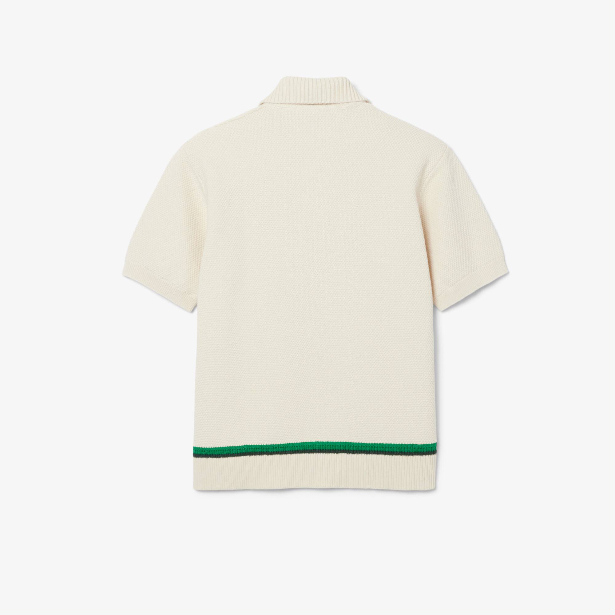 Runway Floral Crocodile Polo Collar Piqué Sweater - Men's Knitwear