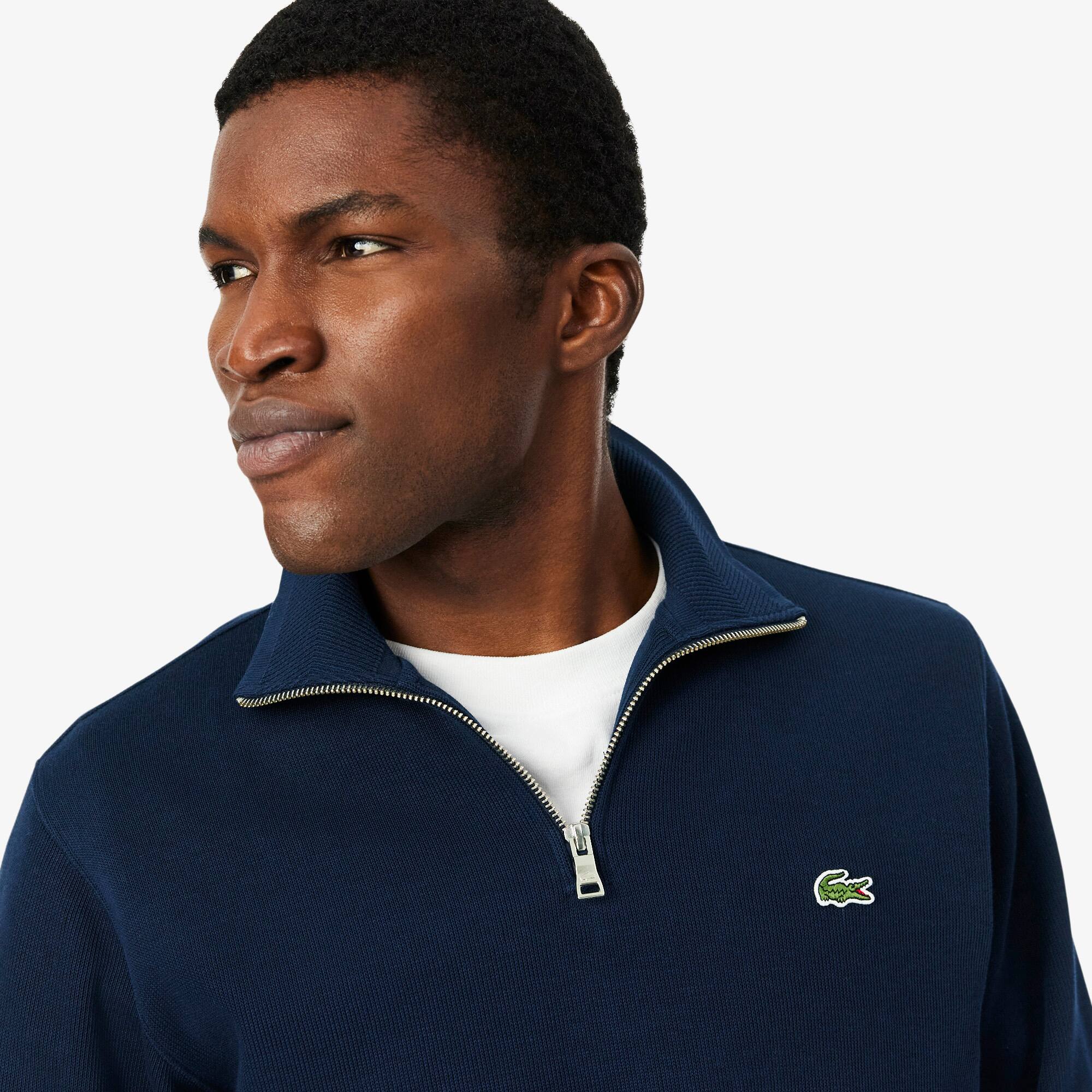 Zip-Up High Neck Interlock Sweatshirt - Men's Sweatshirts - New In