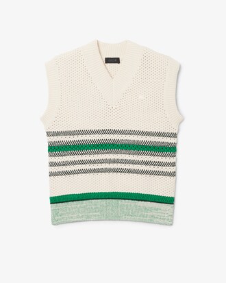 Lacy Striped Piqu&eacute; Sweater Vest