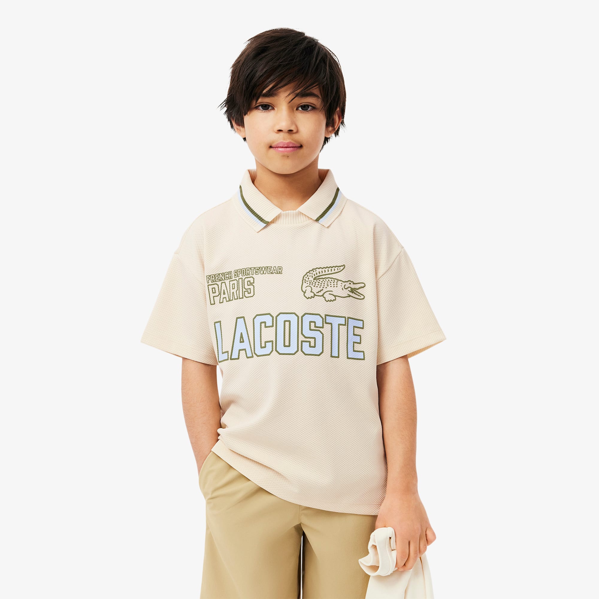 Printed Mesh Double Collar Polo Shirt - Boys' Polo Shirts (2