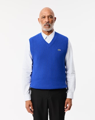 Carded Wool V Neck Sweater Vest