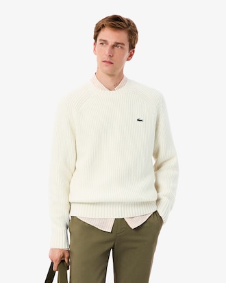 Thick Carded Wool Crew Neck Sweater