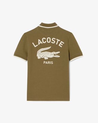 Stripe Collar Petit Piqu&eacute; Polo Shirt