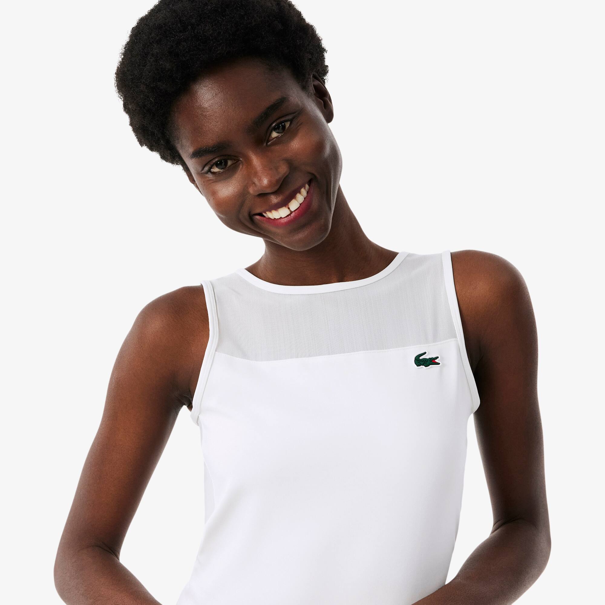 入手困難 LACOSTE Women's Tennis Dress Dual Fabric Pleated Stretch Tennis Dress - Women's dresses