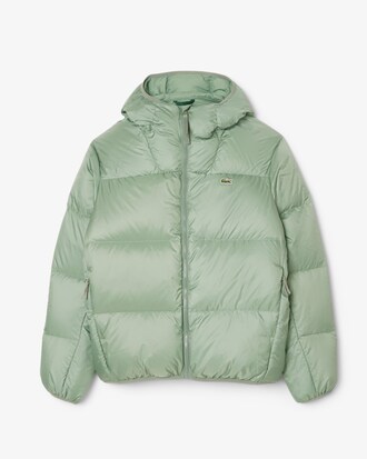 Short Water-Repellent Hooded Puffed Jacket