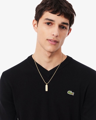 Monochrome Cotton V-neck Sweater